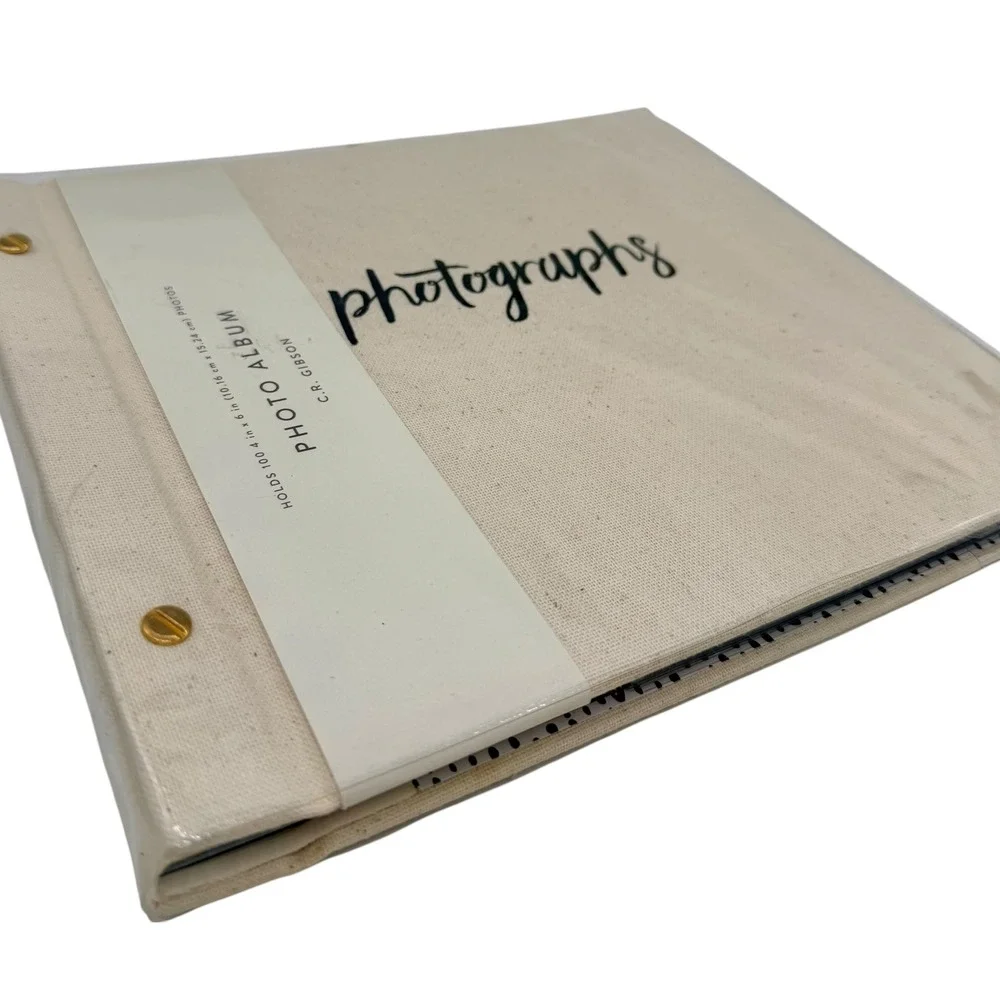C.R. Gibson Inked Post Bound Photo Album Holds 100 4x6 Photos Canvas New